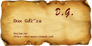 Dux Géza névjegykártya