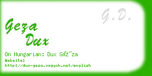 geza dux business card